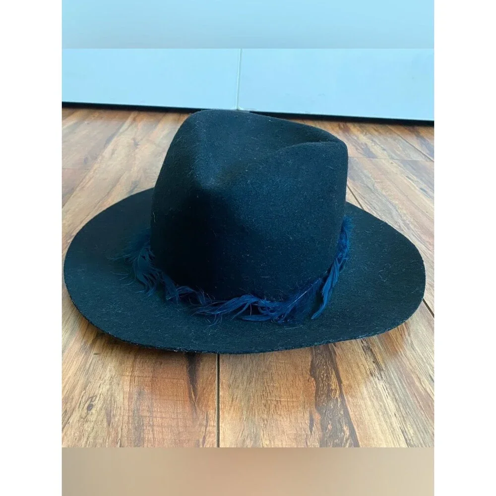 Zadig & Voltaire Deluxe Black 100% Wool Steva Fedora Hat